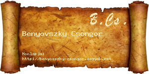 Benyovszky Csongor névjegykártya